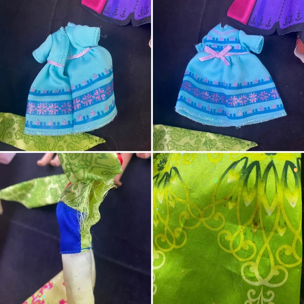 Disney Princess Dolls Dresses Mixed LOT Frozen Elsa Ariel Jasmine etc Needs TLC